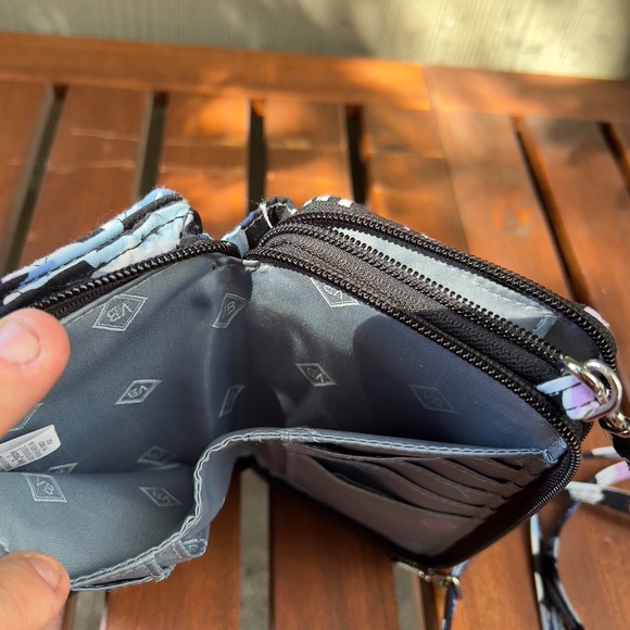 Vera Bradley RFID All in One Crossbody Bag Plum Pansies - Picture 9 of 13